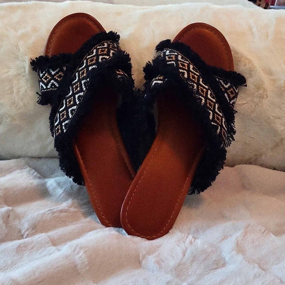 🔆Textile Upper Fuzzy Beachy Comfy Sandals - Women 8🔆 - Picture 2 of 8